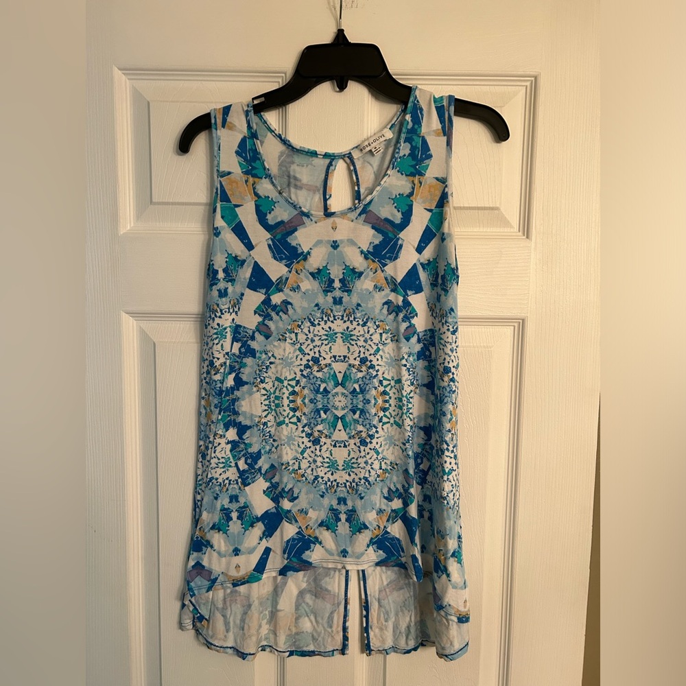Rose+Olive Blue and White Sleeveless Top